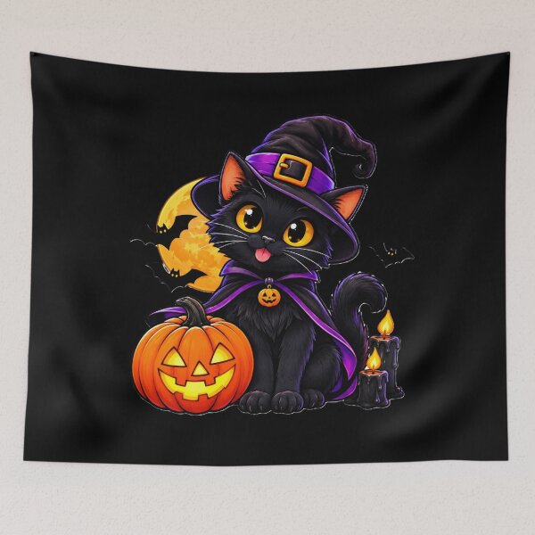 Item preview, Cute Black Cat in a Halloween Witch Costume designed and sold by COOL CAP.