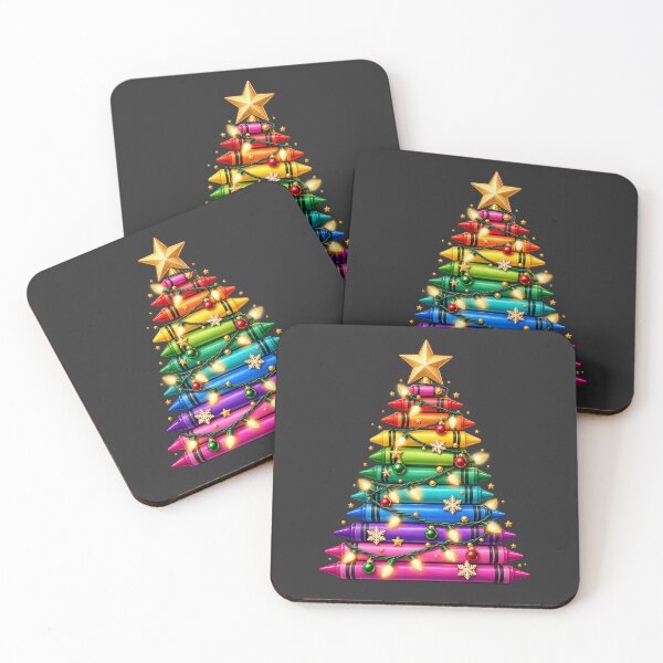 Item preview, Rainbow Crayon Christmas Tree with Lights and Golden Star designed and sold by AmiGraph.