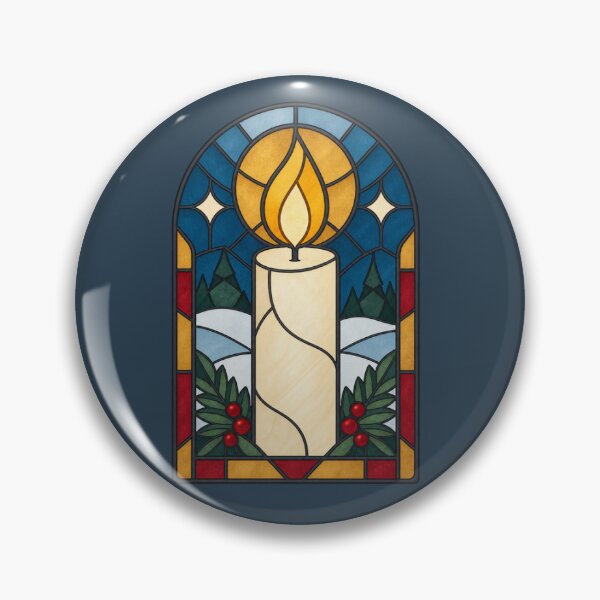 Item preview, Winter Candle Window - Stained Glass Style Illustration designed and sold by JPMprints.