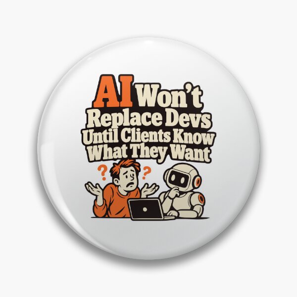 Item preview, AI Won’t Replace Devs Until Clients Know What They Want designed and sold by ThreadQuirk.