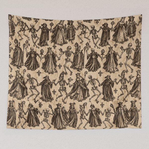 Aperçu de l'œuvre Danse macabre vintage - Gravure sur bois médiévale représentant la Danse de la mort créée et vendue par cabuks.