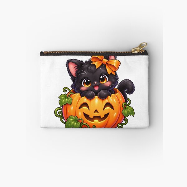 Item preview, Cute Kawaii Black Cat in Pumpkin – Halloween Cat with Orange Bow designed and sold by MaafiaArtsThai.