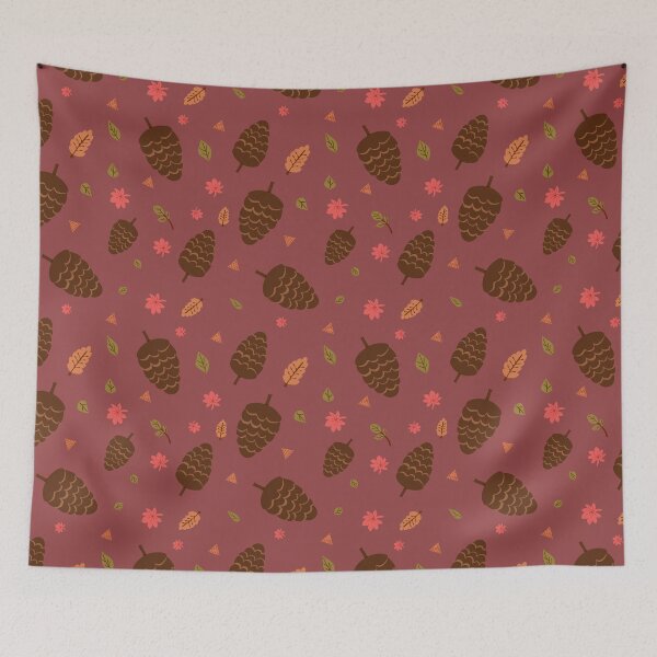 Item preview, Autumn Pinecone and Leaves Seamless Pattern - Brown,Golden,Red designed and sold by TainaSu Art.
