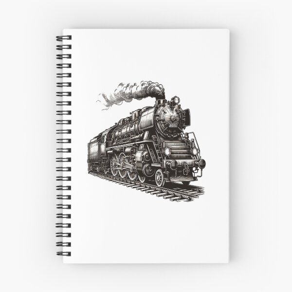 Item preview, Detailed sketch of a steam locomotive designed and sold by LongIslandDesgn.