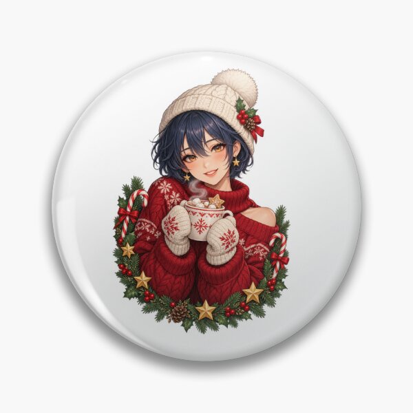 Item preview, Cozy Christmas Anime Girl with Hot Cocoa designed and sold by Krasawcew.