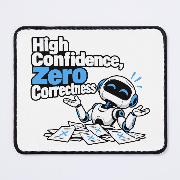 Item preview, High Confidence, Zero Correctness AI Humor Graphic designed and sold by ThreadQuirk.