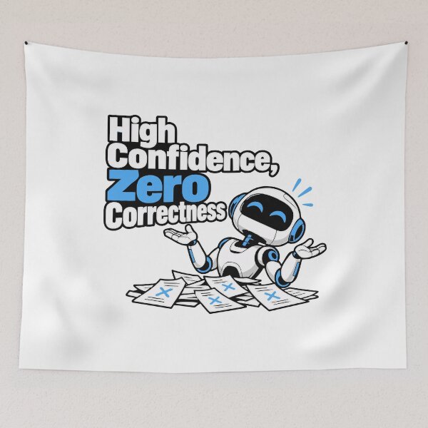 Item preview, High Confidence, Zero Correctness AI Humor Graphic designed and sold by ThreadQuirk.