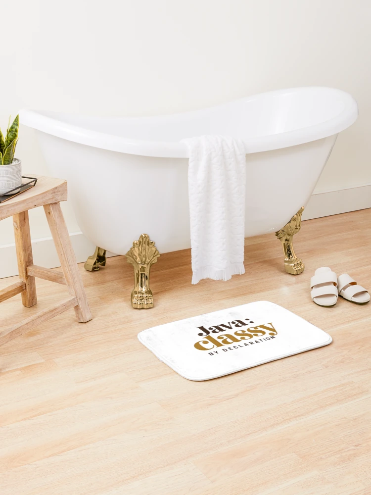 Thumbnail 2 of 6, Bath Mat, Java Classy By Declaration Funny Programmer Coffee Typography designed and sold by ThreadQuirk.