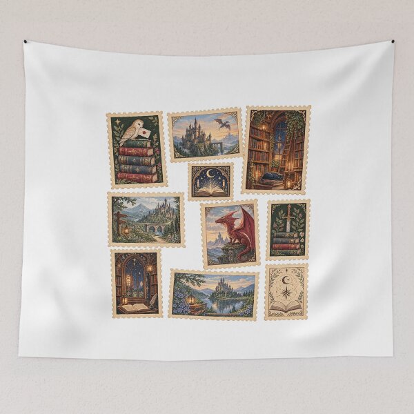 Item preview, Tolkien inspired fantasy, The Shire Vintage stamp Bookish Stamp designed and sold by CatiaStudioArt.