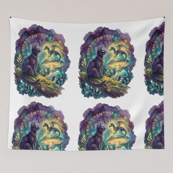 Item preview, Black Cat Dragon Mushroom designed and sold by Tiffany Roy.
