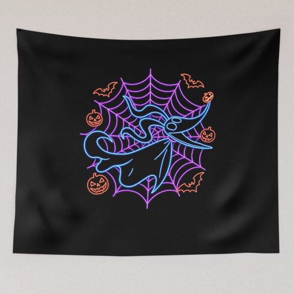 Item preview, Neon Halloween Ghost and Glowing Spiderweb designed and sold by ArtbySunRaeer.