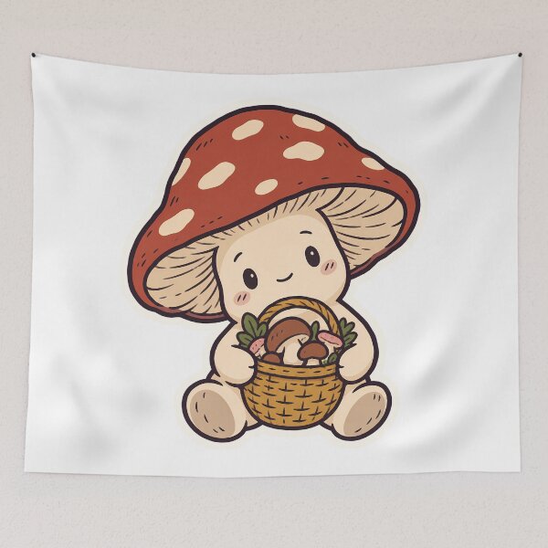 Item preview, Mushroom Sprite with Foraging Basket Goblincore designed and sold by OuqCreations.