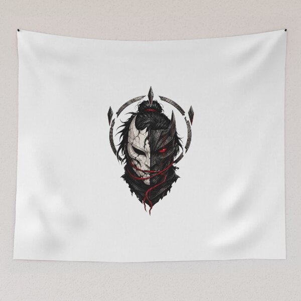 Item preview, The Veilbreaker – Dark Samurai Mask | Crimson Eye Anime Streetwear designed and sold by AD-NOVA!!!.
