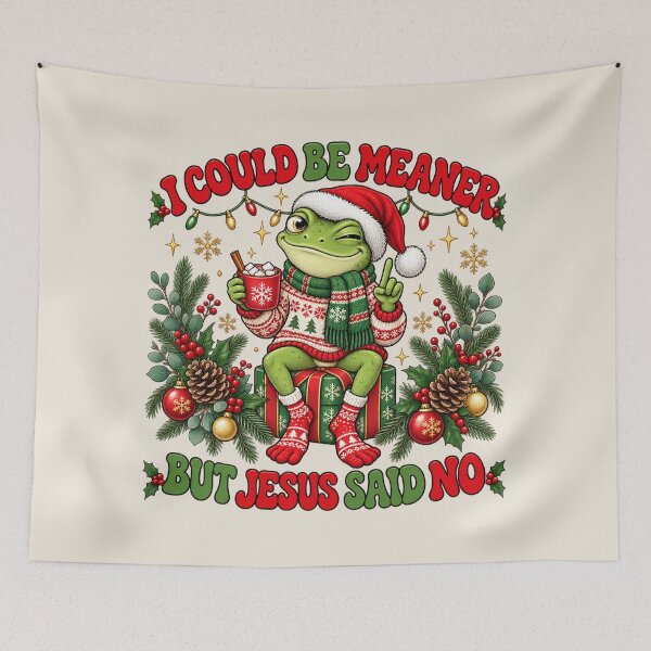 Item preview, I Could Be Meaner, Funny Christian Christmas Frog, Cute Holiday Humor, Sarcastic Faith Based Christmas Gift designed and sold by Quiajia.
