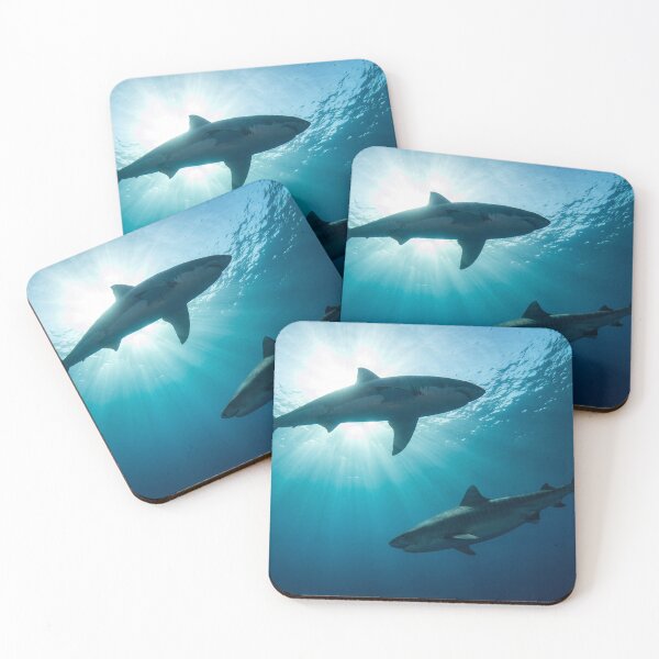 Item preview, Majestic Sharks Underwater Deep Blue Ocean Marine Wildlife Art designed and sold by roverte.