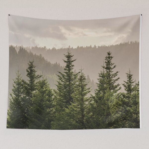Item preview, Bosque de Niebla Suave: Atardecer en la Montaña designed and sold by obalartsMerch.
