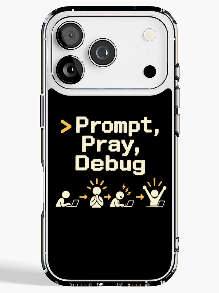 Thumbnail 1 of 5, iPhone Case, Prompt, Pray, Debug Terminal Humor designed and sold by ThreadQuirk.
