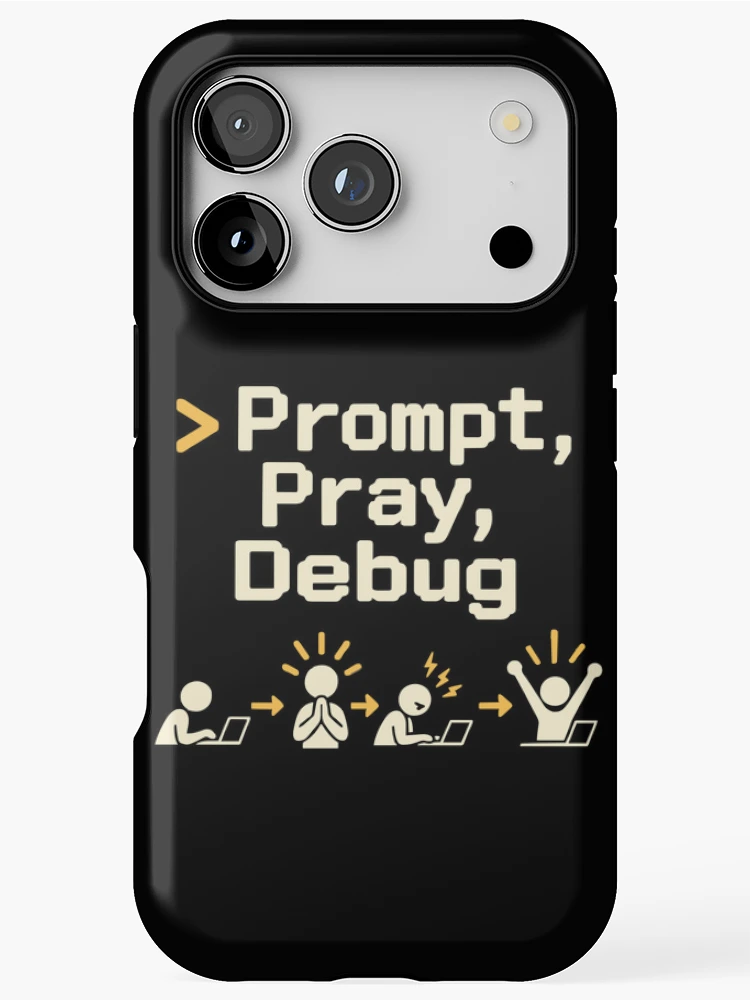 Thumbnail 1 of 4, iPhone Case, Prompt, Pray, Debug Terminal Humor designed and sold by ThreadQuirk.