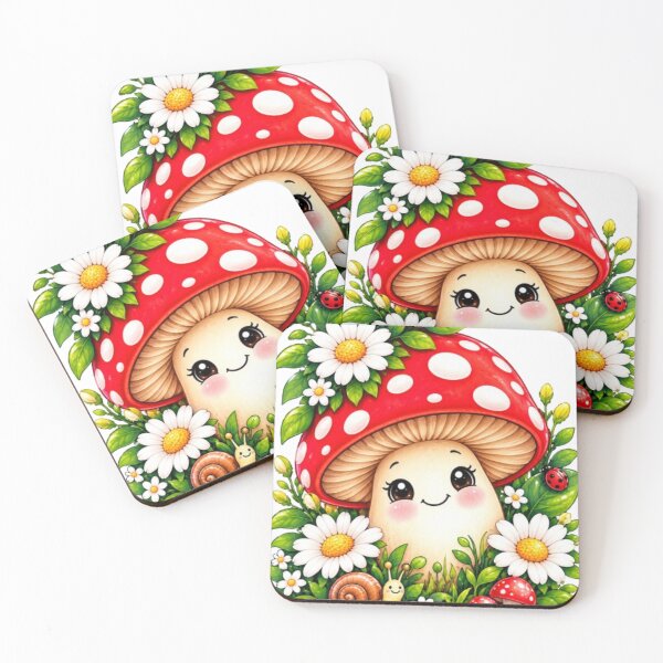 Item preview, Cute Mushroom with Daisies and Woodland Friends designed and sold by HopeAndHustle.