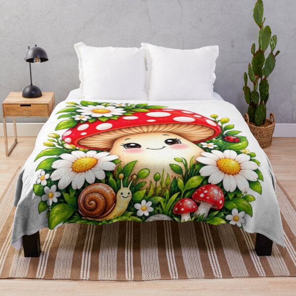 Item preview, Cute Mushroom with Daisies and Woodland Friends designed and sold by HopeAndHustle.