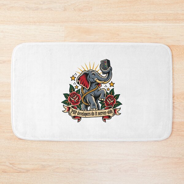 Item preview, PHP Developer Elephant Tattoo Flash Server Side Coding Design designed and sold by ThreadQuirk.