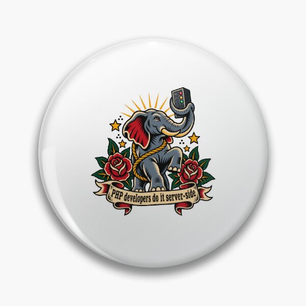 Item preview, PHP Developer Elephant Tattoo Flash Server Side Coding Design designed and sold by ThreadQuirk.