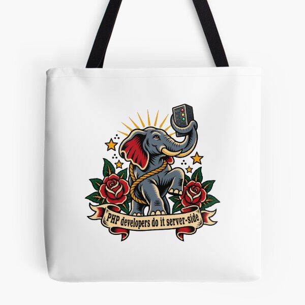 Aperçu de l'œuvre Conception de code côté serveur pour le développement PHP de tatouages d'éléphants. créée et vendue par ThreadQuirk.