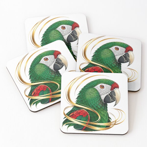 Item preview, Majestic Green Macaw Parrot with Gold Ribbons - Luxury Tropical Bird Vector Art    designed and sold by Nubian Style.