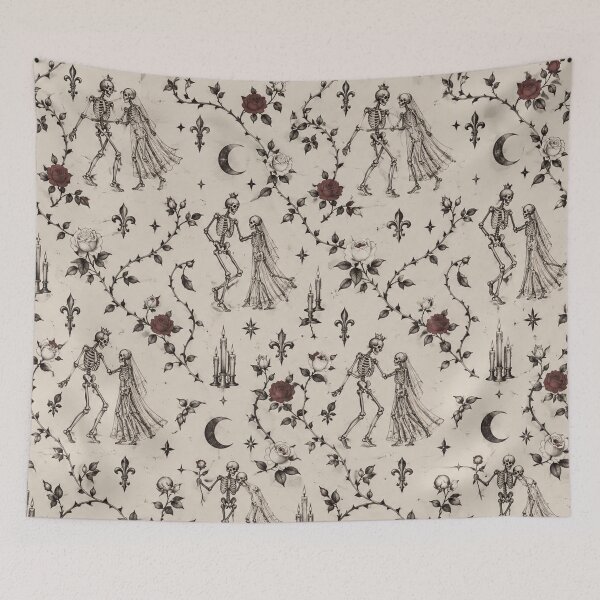 Item preview, "Eternal Romance" - Vintage Gothic Skeleton Couple & Rose Pattern designed and sold by cabuks.
