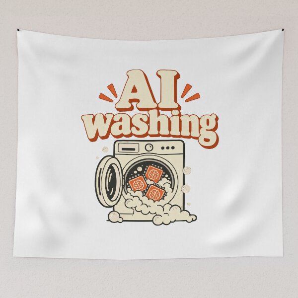 Item preview, AI Washing Machine Tech Satire Graphic designed and sold by ThreadQuirk.