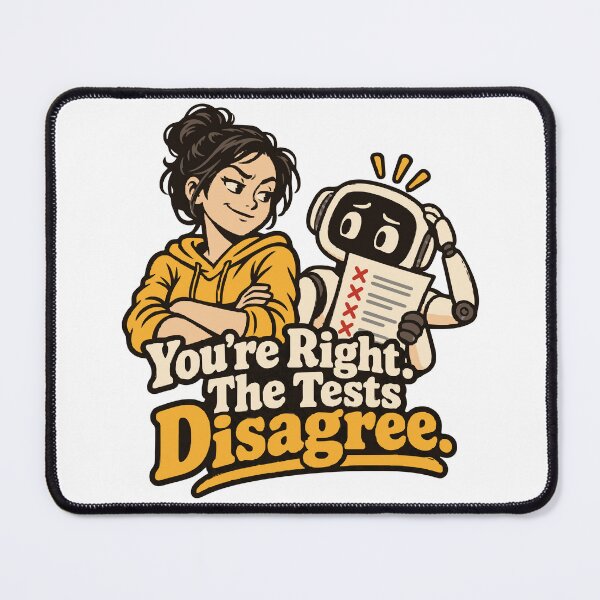 Item preview, You're Right. The Tests Disagree. AI Testing Comic designed and sold by ThreadQuirk.