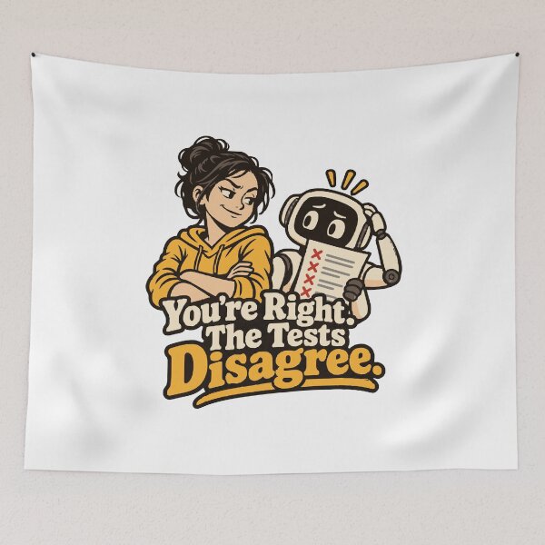 Item preview, You're Right. The Tests Disagree. AI Testing Comic designed and sold by ThreadQuirk.