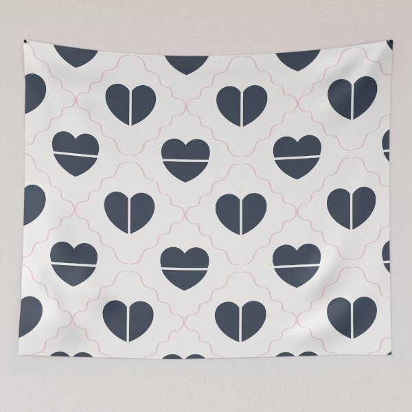 Item preview, Geometric Slate Blue Heart & Wavy Pink Grid Pattern designed and sold by rspsp.