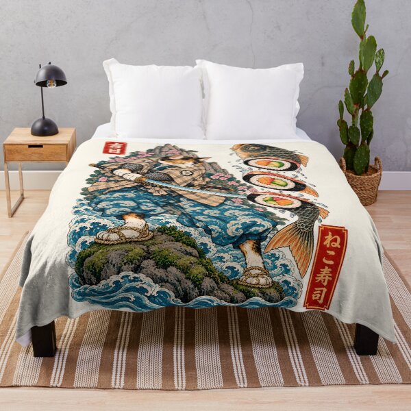 Item preview, Neko Sushi - Samurai Cat Slicing Giant Carp designed and sold by TheSamuraiCat.