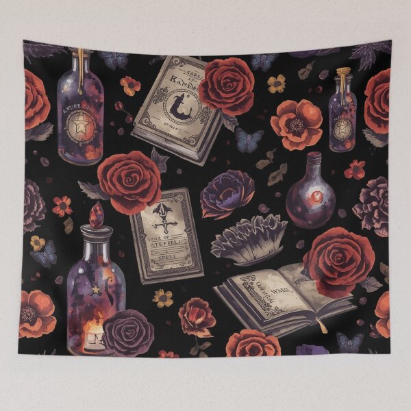 Item preview, Dark Academia Witch Roses - Gothic Grimoire and Magic Potion Pattern designed and sold by Ingorgia Studio.
