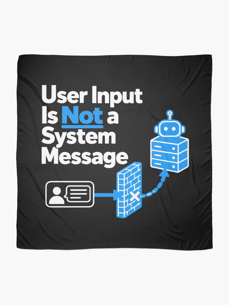 Thumbnail 2 of 3, Scarf, User Input Is Not a System Message Cybersecurity Design designed and sold by ThreadQuirk.