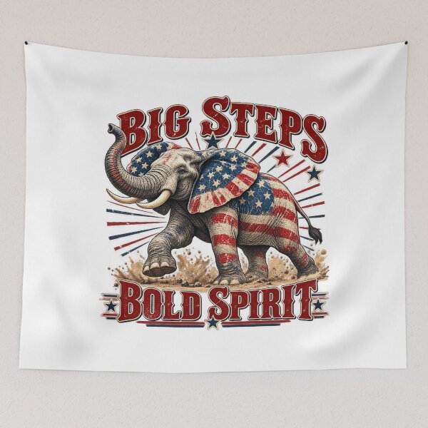 Item preview, Vintage Patriotic Elephant Big Steps Bold Spirit designed and sold by LandFinStudio.