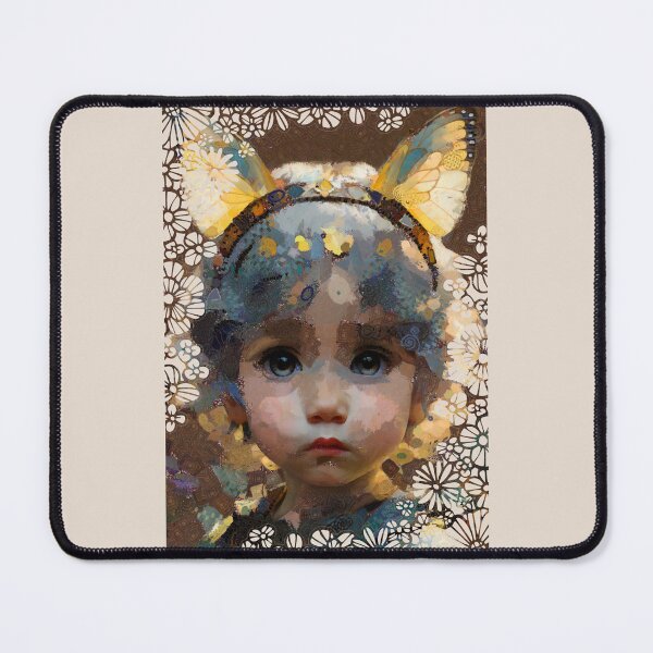 Item preview, Fantasy Kawaii Girl Art with Butterfly Crown - Innocent Child Fairy Portrait designed and sold by Sandy Richter.
