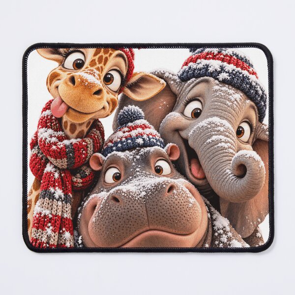 Item preview, Funny Winter Animal Trio – Giraffe, Hippo and Elephant designed and sold by Line-mood.