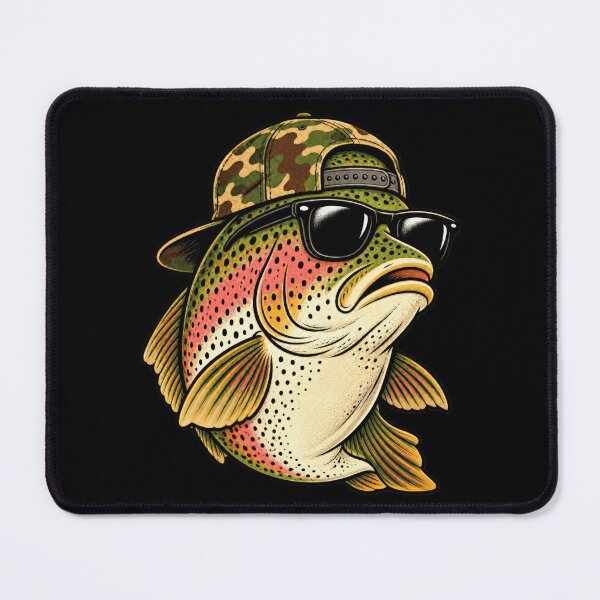 Item preview, Camouflage Trout Fisher Colorful Lake Portrait Artwork Style designed and sold by adiencarteras.
