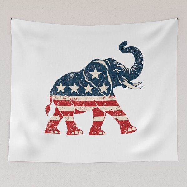 Item preview, Vintage Patriotic Elephant American Flag Design designed and sold by LandFinStudio.