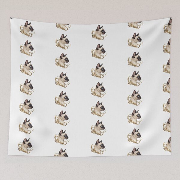 Item preview, Elegant Siamese Cat with Golden Ribbons - Luxury Pet Art designed and sold by Nubian Style.