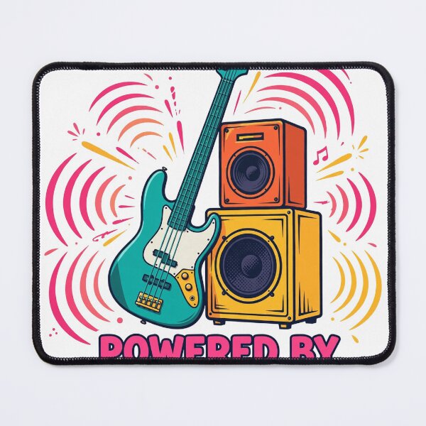 Item preview, Powered By Bass Funny Electric Bass Guitar Player Gift T-Shirt designed and sold by ApparelOutpost.