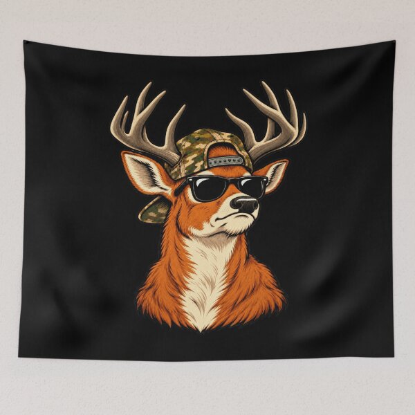 Item preview, Camouflage Deer Hunter Woodland Outdoor Portrait Artwork designed and sold by adiencarteras.
