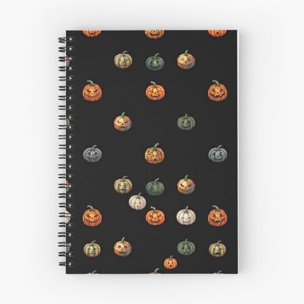Item preview, Halloween Pumpkin Pattern – Expressive and Scary Faces on a Black Background designed and sold by GrafikShopCo.