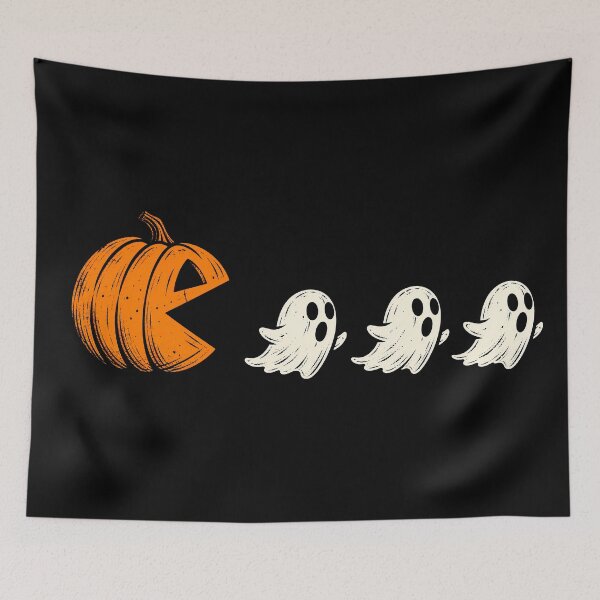 Artikelvorschau, Pumpkin Chomp | Retro Halloween Arcade Ghost Chase entworfen und verkauft von gahteeriffico.