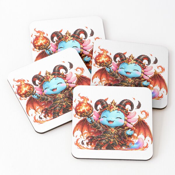 Item preview, Lolan the Demon | Cute Blue Axolotl Demon | Fantasy Creature Art designed and sold by Zaru Art Studio.