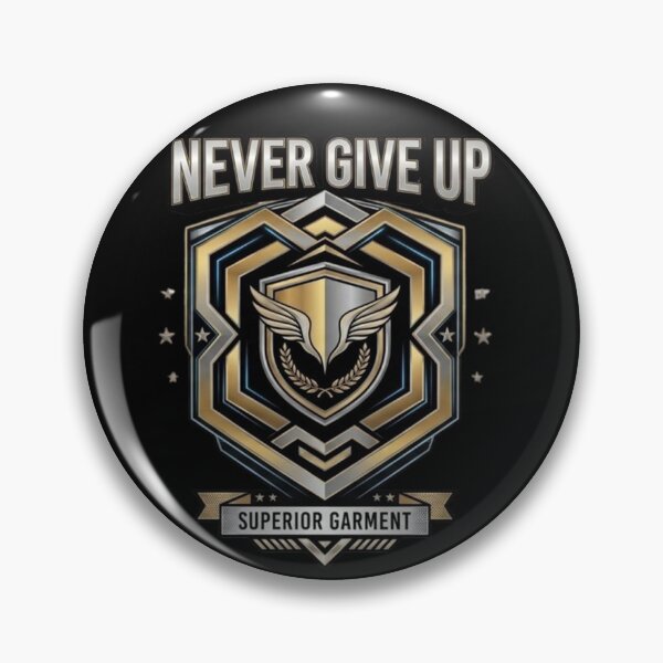 Item preview, Silver Metallic Shield Crest | Never Give Up Motivational Graphic designed and sold by Dogandesighn.