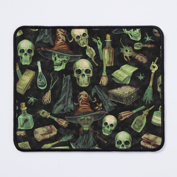 Item preview, Toxic Green Witch Skulls Pattern - Halloween Potion and Spellbook designed and sold by Ingorgia Studio.