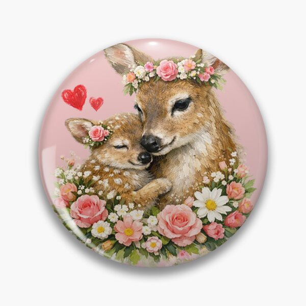 Item preview, Cute Deer Mama Fawn Floral Hearts designed and sold by the artedivino.